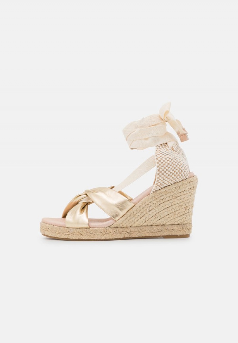 Anna Field Buy Leather Wedge Sandaler Dame Gull | NO-WRHQB-1328