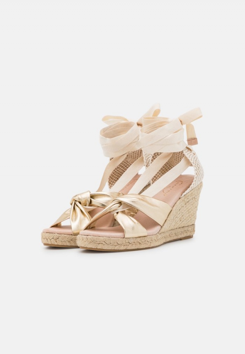 Anna Field Buy Leather Wedge Sandaler Dame Gull | NO-WRHQB-1328