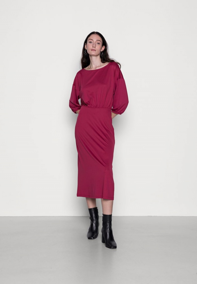 Anna Field Buy Quarter Sleeves Elevated Vanlige Midi Kjole Dame Rød | NO-JPCYO-7340