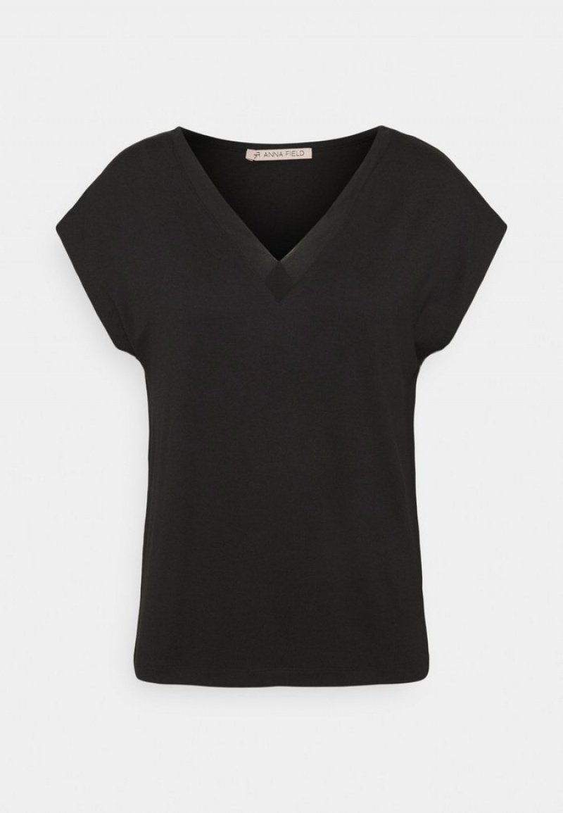 Anna Field Cheap Basic T-Skjorte Dame Svarte | NO-MEOGJ-1526