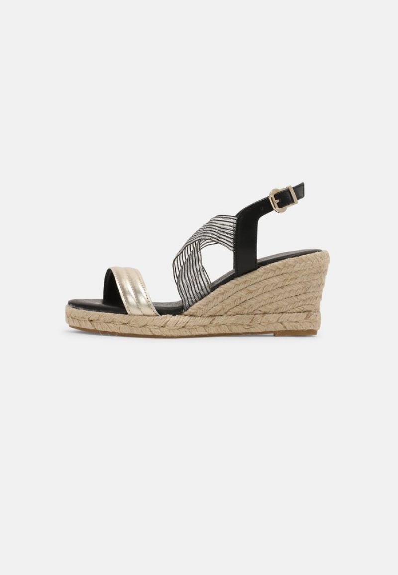 Anna Field Cheap Komfort Leather Espadrilles Sandaler Dame Svarte | NO-SGEQC-9054