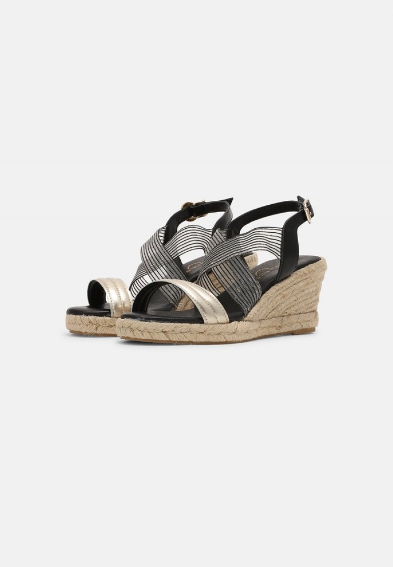 Anna Field Cheap Komfort Leather Espadrilles Sandaler Dame Svarte | NO-SGEQC-9054