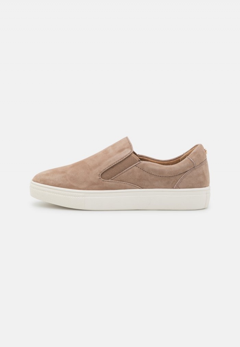 Anna Field Cheap Komfort Leather Slip-Ons Lave Sko Dame Grå Brune | NO-EANOZ-0871