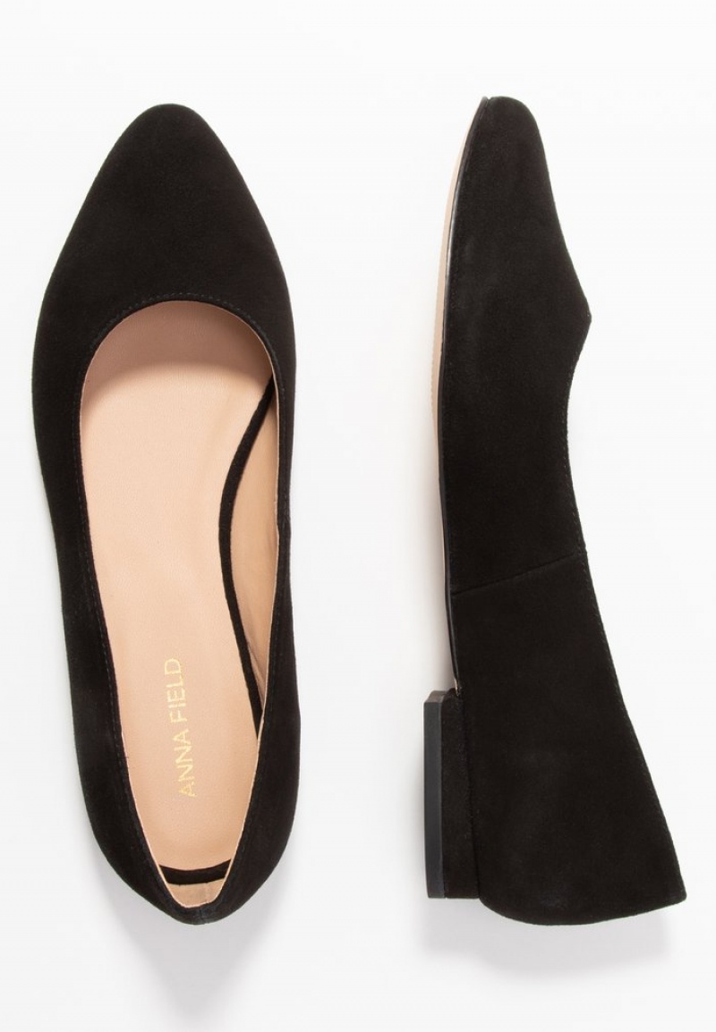 Anna Field Cheap Leather Ballet Pumps Ballerinasko Dame Svarte | NO-VFLJZ-6810