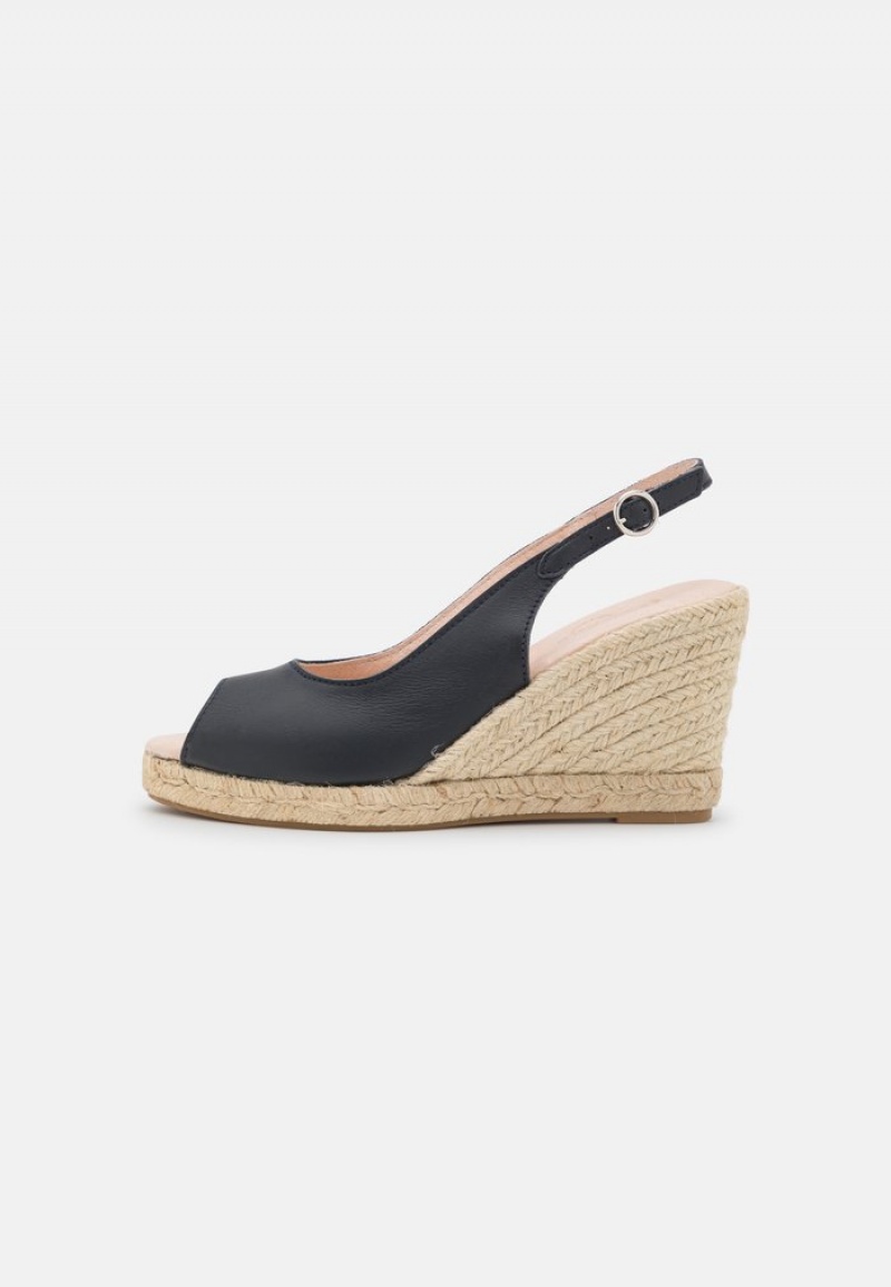 Anna Field Cheap Leather Espadrilles Sandaler Dame Mørke Blå | NO-DJZAV-4785