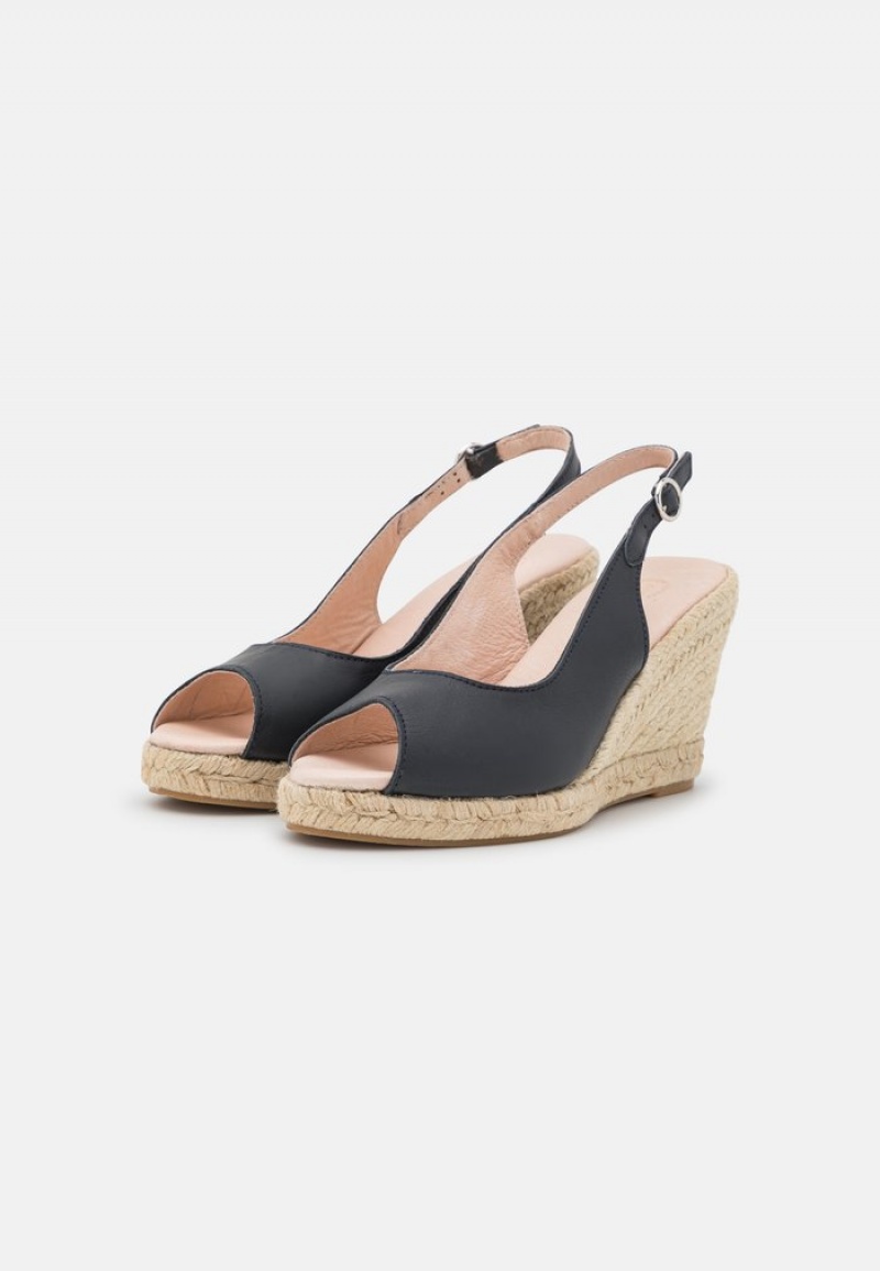 Anna Field Cheap Leather Espadrilles Sandaler Dame Mørke Blå | NO-DJZAV-4785