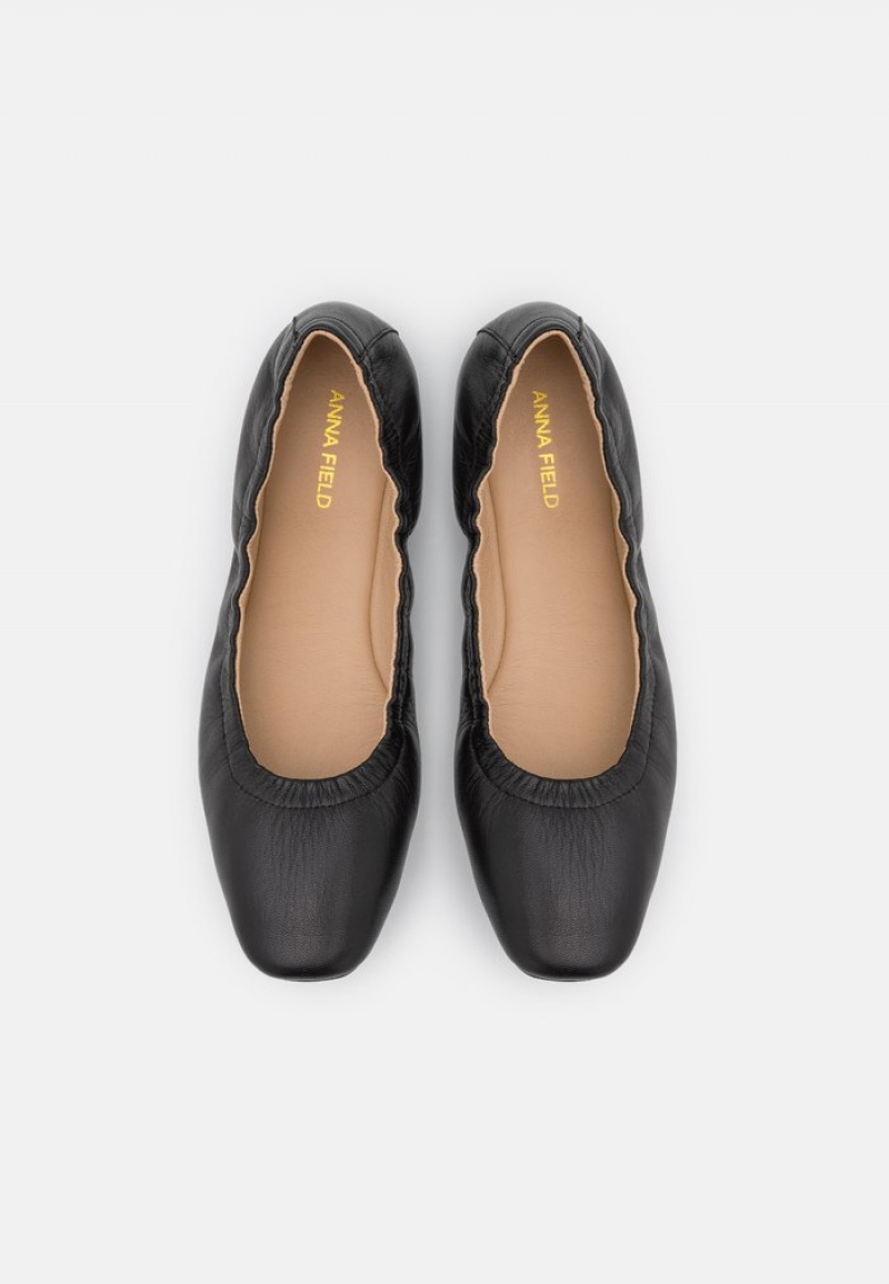 Anna Field Cheap Leather Komfort Ballet Pumps Ballerinasko Dame Svarte | NO-AWEOH-1563