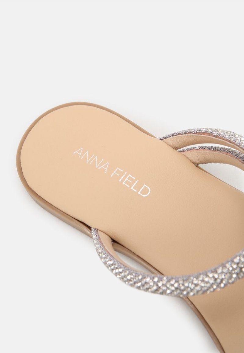 Anna Field Cheap Leather Mules Dame Sølv | NO-UYGWB-4152