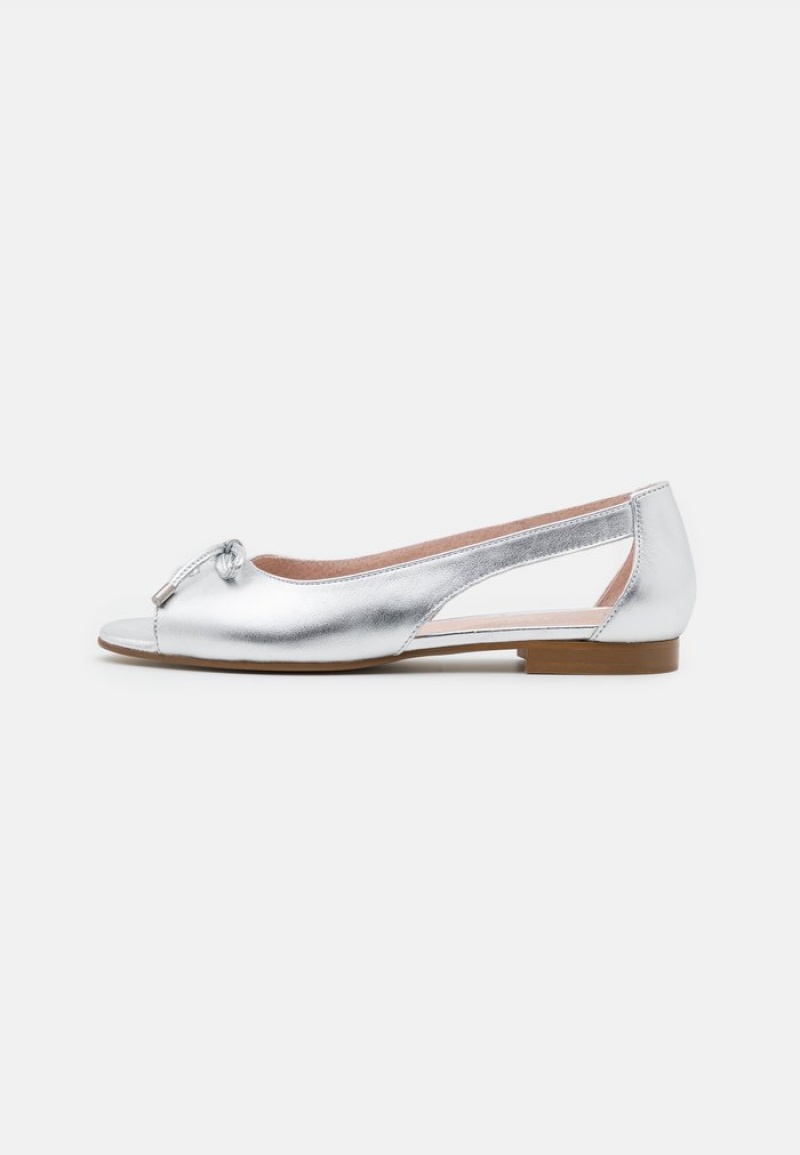 Anna Field Cheap Leather Peeptoe Ballet Pumps Ballerinasko Dame Sølv | NO-JGWDY-8475