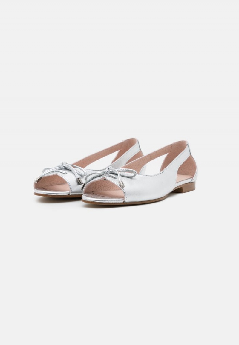 Anna Field Cheap Leather Peeptoe Ballet Pumps Ballerinasko Dame Sølv | NO-JGWDY-8475