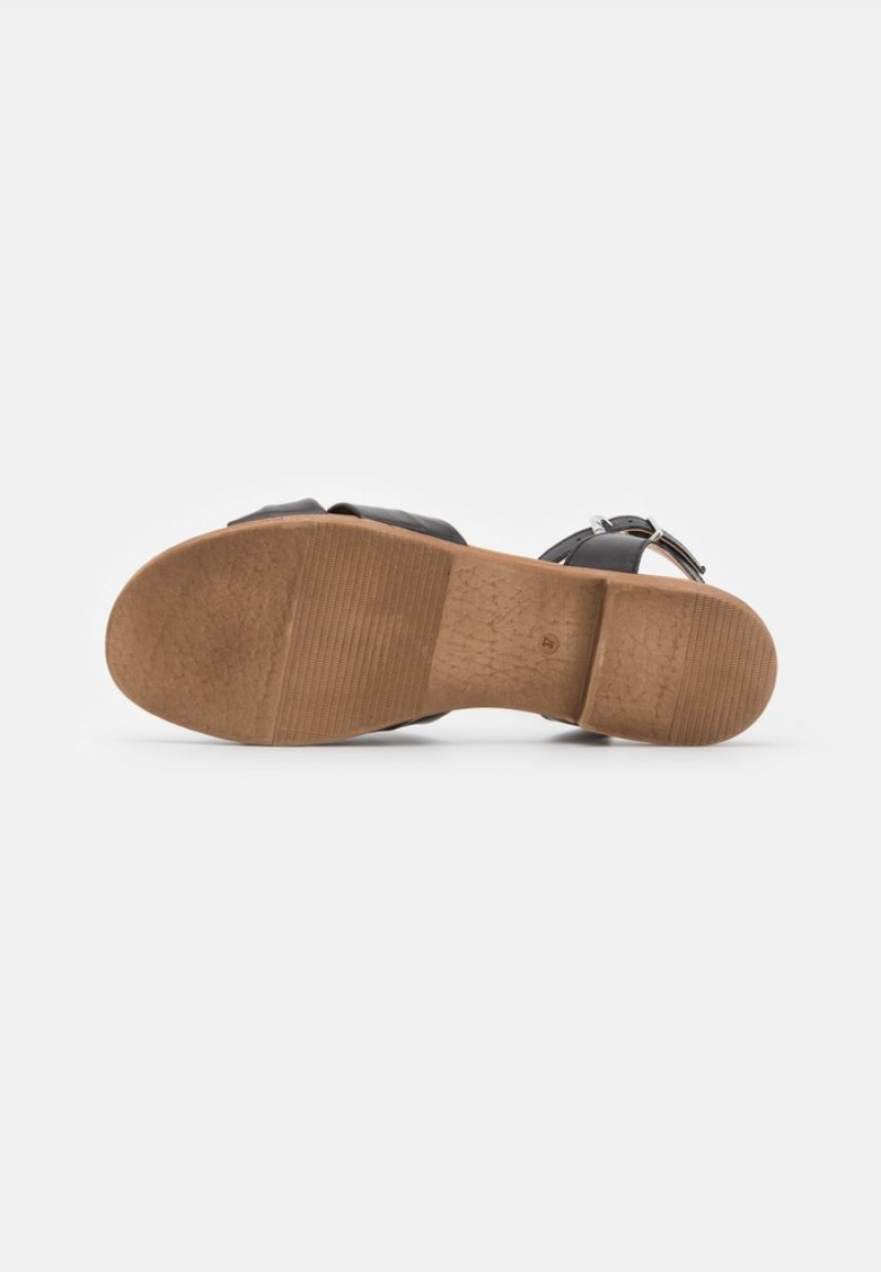 Anna Field Cheap Leather Sandaler Dame Svarte | NO-TLQFB-6049