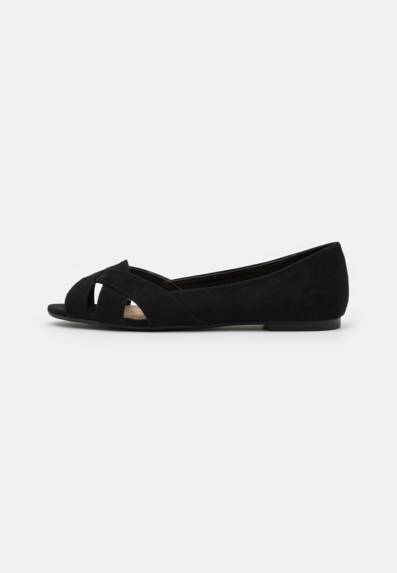 Anna Field Cheap Peeptoe Ballet Pumps Ballerinasko Dame Svarte | NO-VULSP-6489