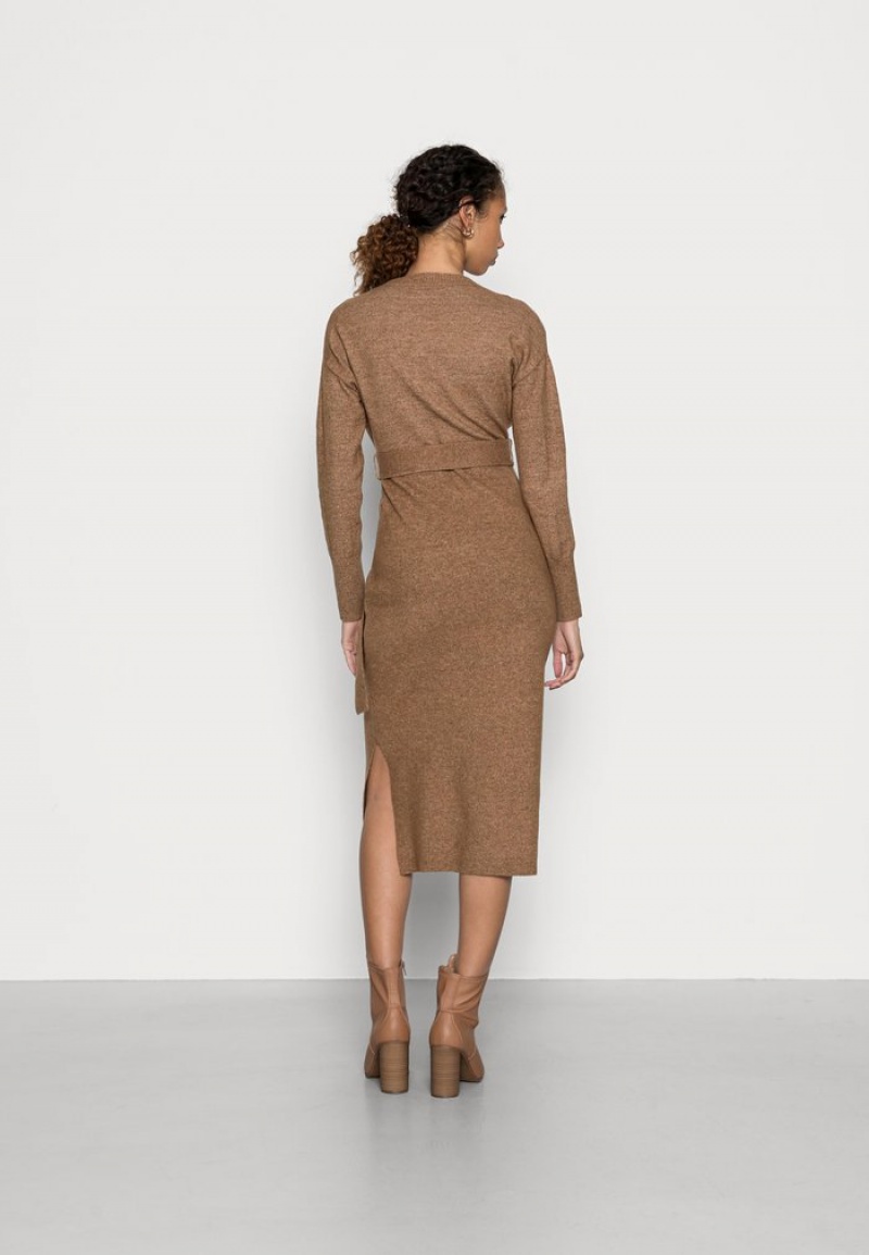 Anna Field Cheap Wrap Over Midi Jumper Kjole Dame Brune | NO-PCADO-8452