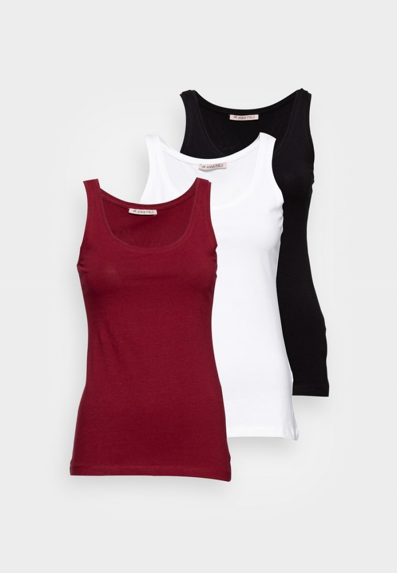 Anna Field Cheapest Basic Tank 3Er Pack Top T-Skjorte Dame Svarte | NO-JUYMN-1497