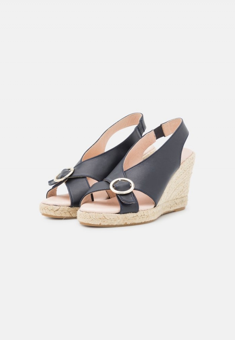 Anna Field Cheapest Komfort Leather Platform Sandaler Dame Mørke Blå | NO-RNYLH-6975