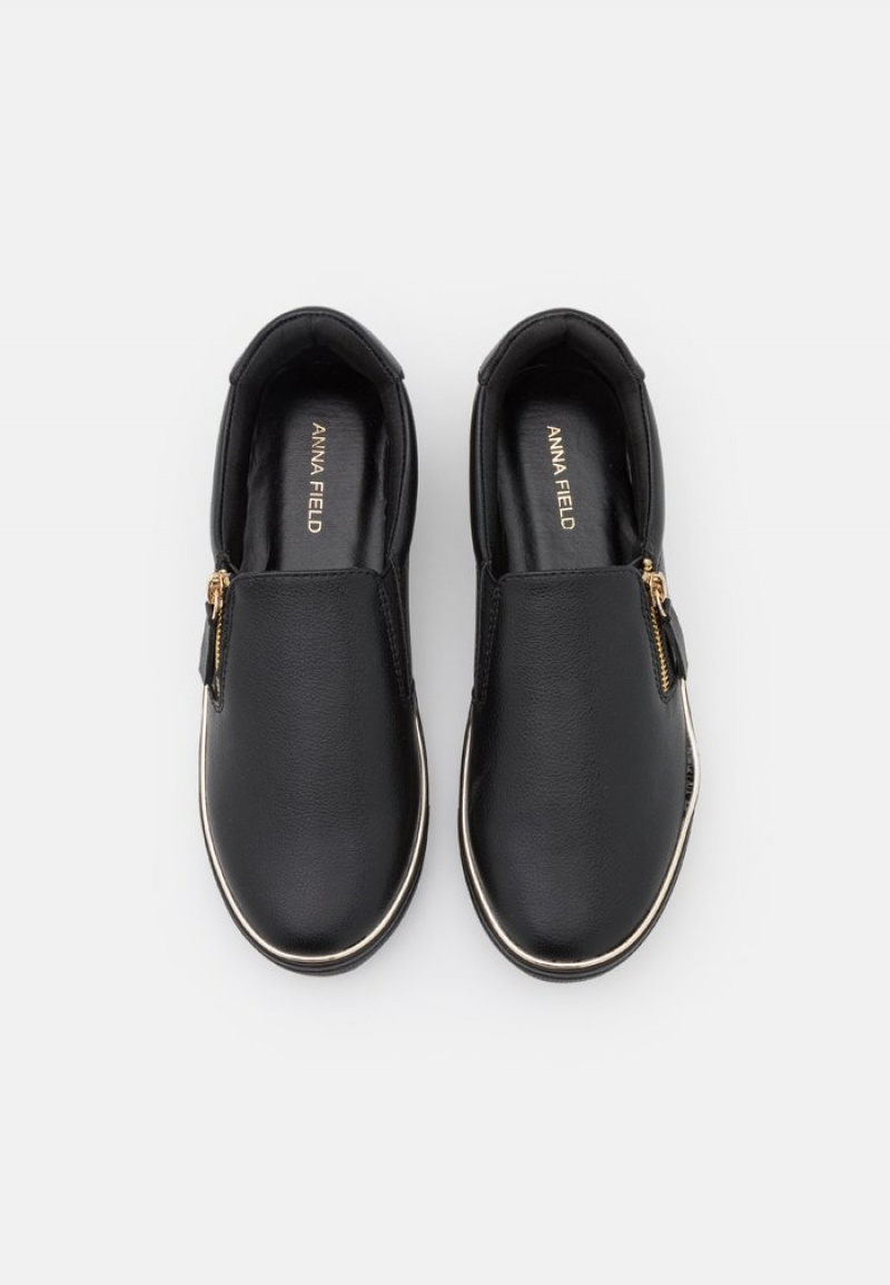 Anna Field Cheapest Komfort Slip-Ons Lave Sko Dame Svarte | NO-OWJQG-1209