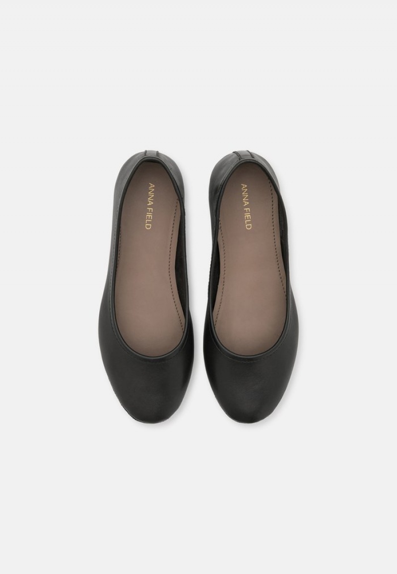 Anna Field Cheapest Leather Ballet Pumps Ballerinasko Dame Svarte | NO-MWIYP-4251