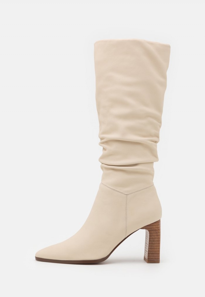 Anna Field Cheapest Leather High Hælene Støvler Dame Beige | NO-BDTOQ-0764