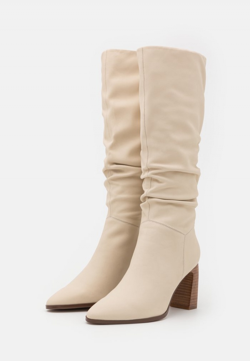 Anna Field Cheapest Leather High Hælene Støvler Dame Beige | NO-BDTOQ-0764