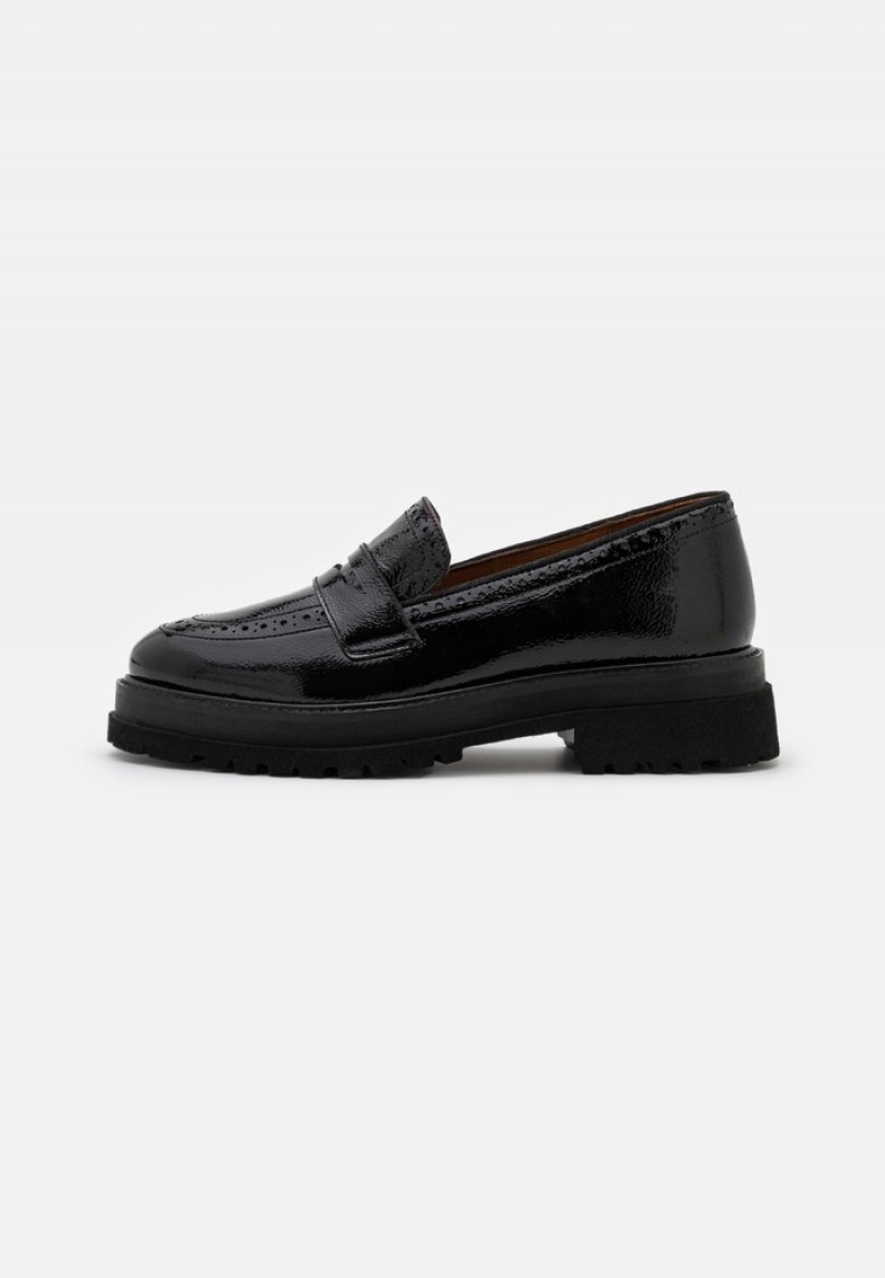 Anna Field Cheapest Leather Slip-Ons Lave Sko Dame Svarte | NO-BQFKD-2098