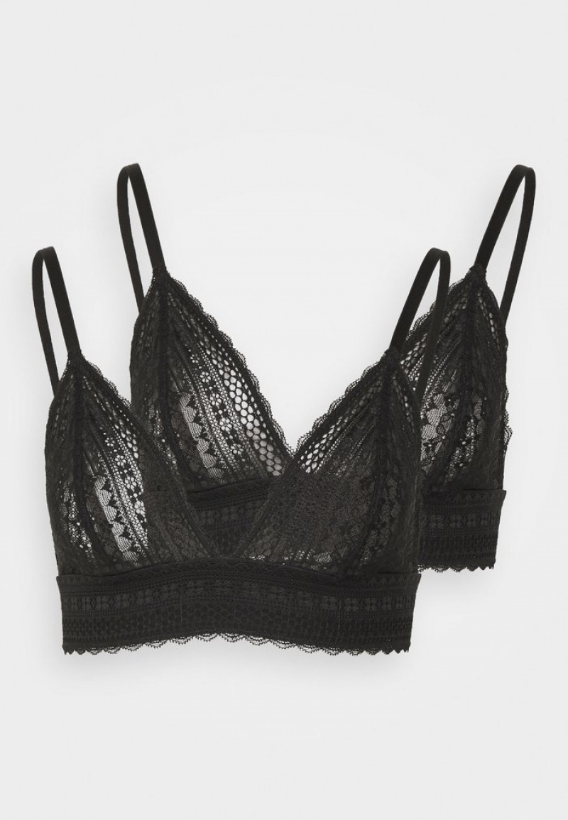 Anna Field Coupon 2Pp Greer Blonder Bralette Triangle BH Dame Svarte | NO-LUTGA-9605