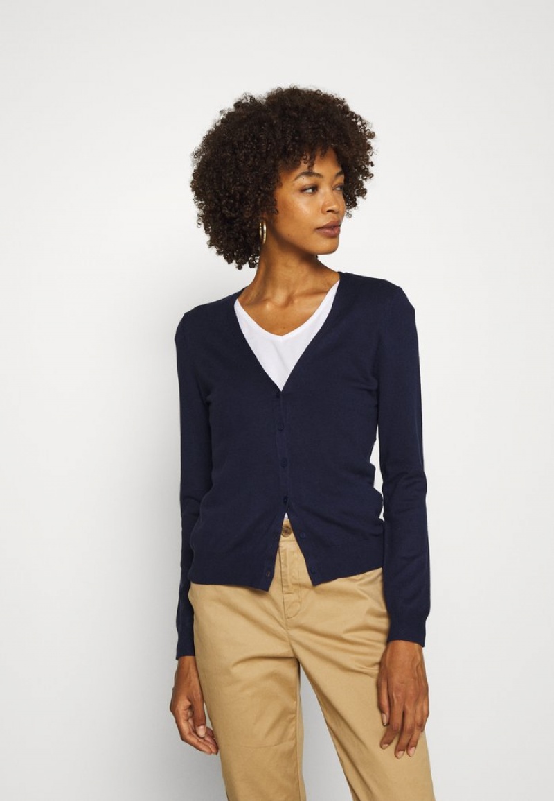 Anna Field Coupon Basic V-Neck Cardigan Dame Mørke Blå | NO-VJCLD-6983