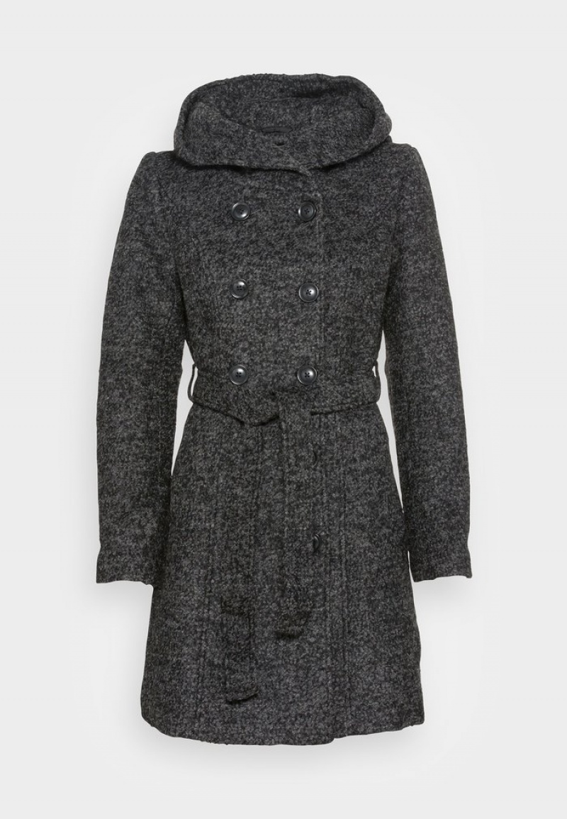 Anna Field Coupon Double Breasted Coat With Hood Classic Frakk Dame Mørke Grå | NO-EVFJQ-2853