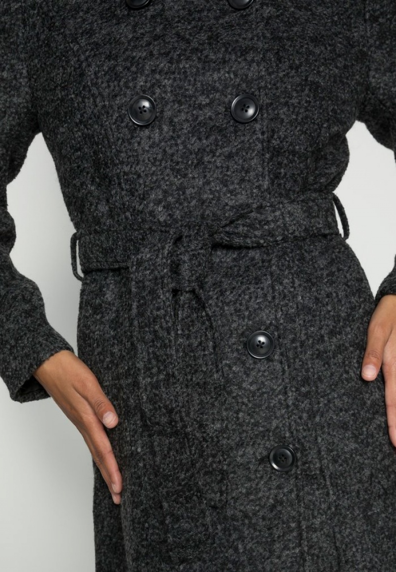 Anna Field Coupon Double Breasted Coat With Hood Classic Frakk Dame Mørke Grå | NO-EVFJQ-2853