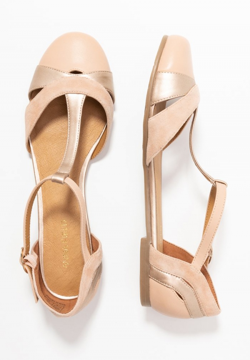 Anna Field Coupon Leather Ankle Reima Ballet Pumps Ballerinasko Dame Beige | NO-WAMUQ-3157