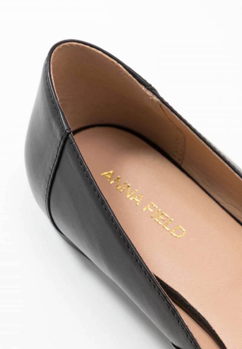 Anna Field Coupon Leather Ballet Pumps Ballerinasko Dame Svarte | NO-UWQEL-4398