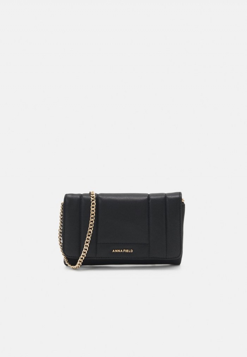 Anna Field Coupon Leather Clutch Vesker Dame Svarte | NO-SOJCK-3217