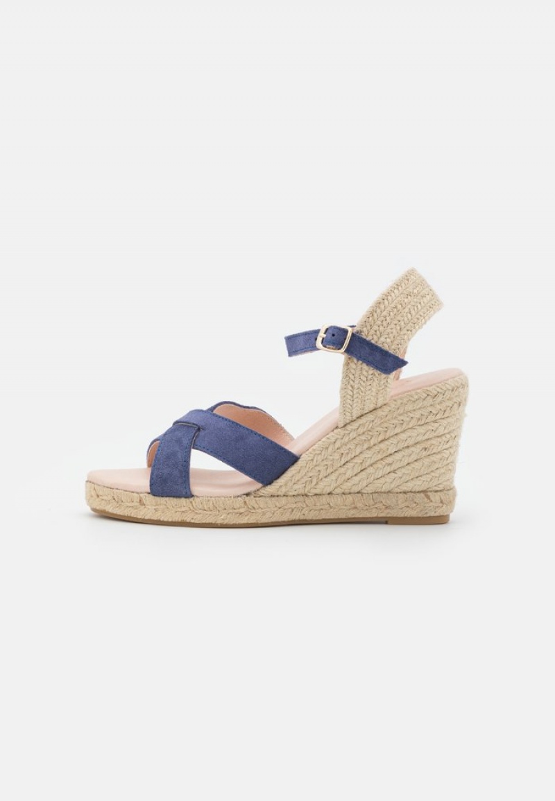 Anna Field Coupon Leather Platform Sandaler Dame Mørke Blå | NO-EGRCD-2583