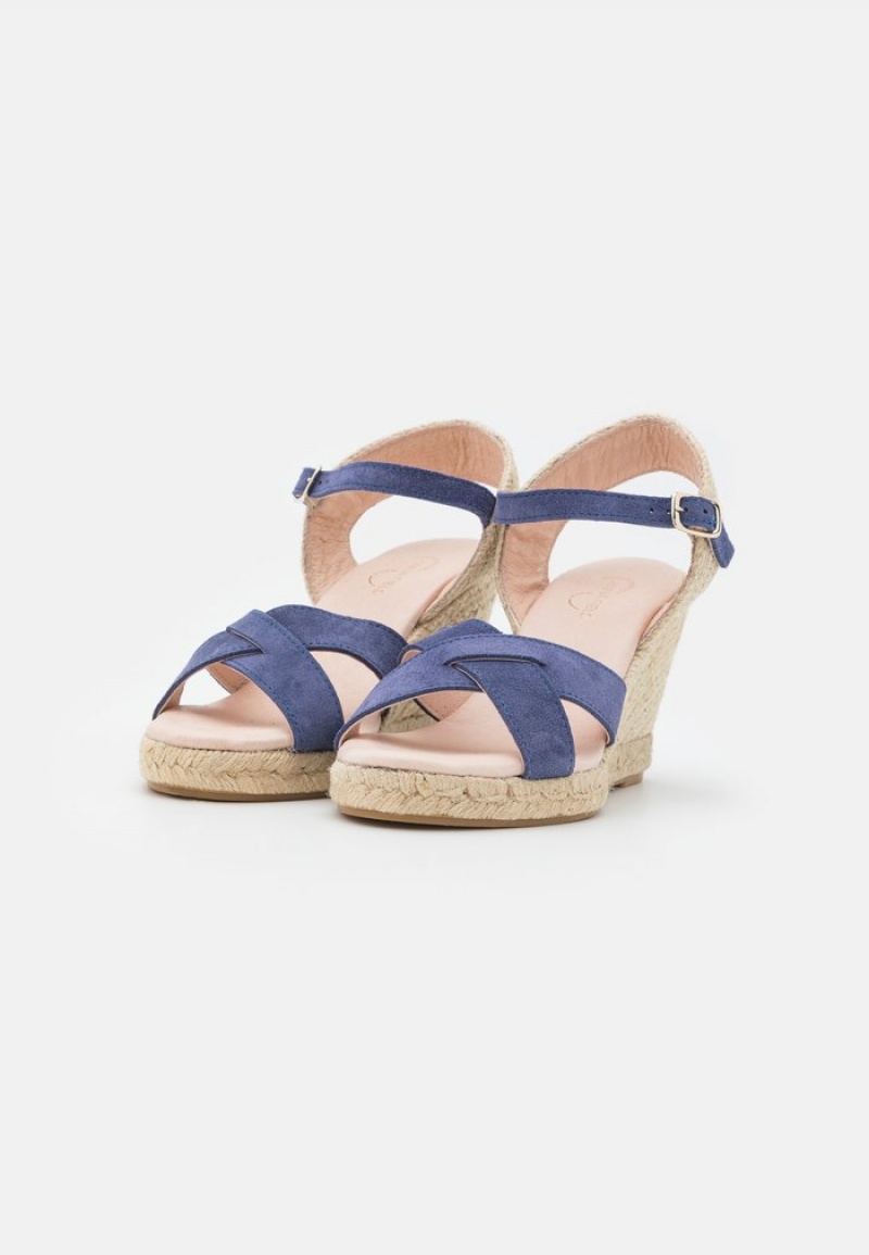 Anna Field Coupon Leather Platform Sandaler Dame Mørke Blå | NO-EGRCD-2583