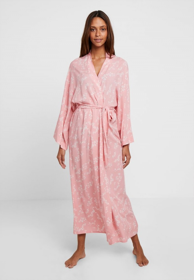 Anna Field Coupon Lisha Long Printed Robe Kjoler Gown Bathrobe Dame Rosa | NO-ZLDNH-1784