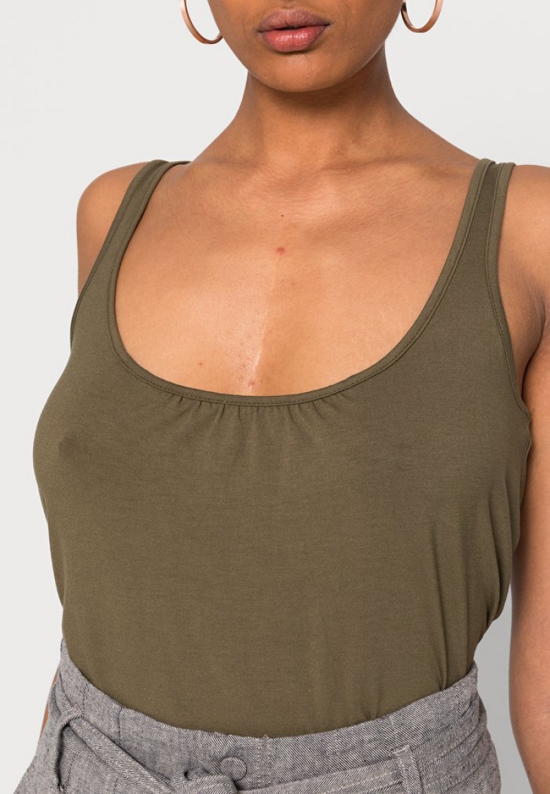 Anna Field Coupon Top T-Skjorte Dame Khaki | NO-XPQFJ-2537