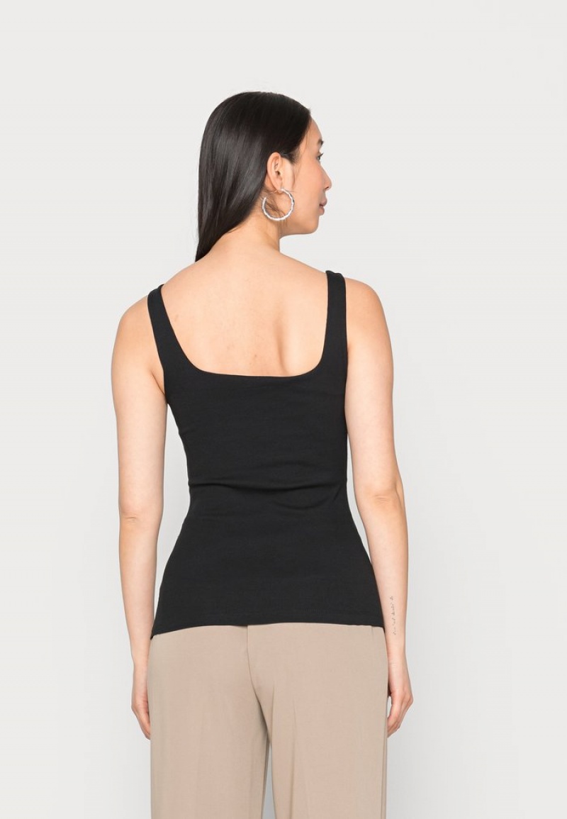 Anna Field Deals Minimal Tank With Square Round Neckline Top T-Skjorte Dame Svarte | NO-PYNRB-7439