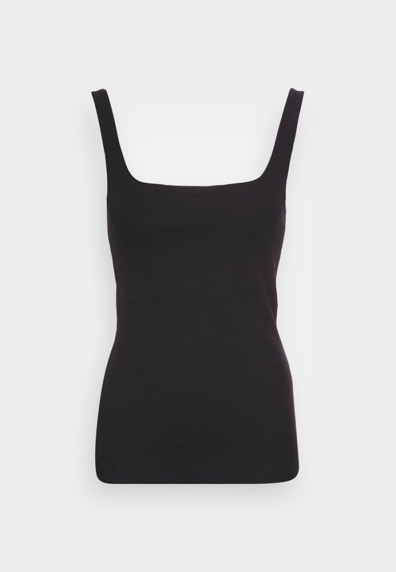 Anna Field Deals Minimal Tank With Square Round Neckline Top T-Skjorte Dame Svarte | NO-PYNRB-7439