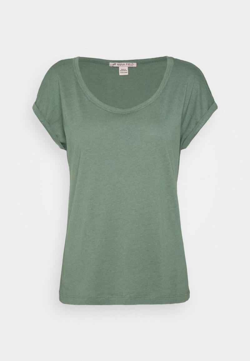 Anna Field Discount Basic T-Skjorte Dame Khaki | NO-MCHDV-2785