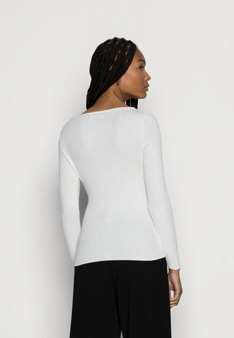 Anna Field Discount Boatneck Jumper Pullover Dame Hvite | NO-YUCOS-7830