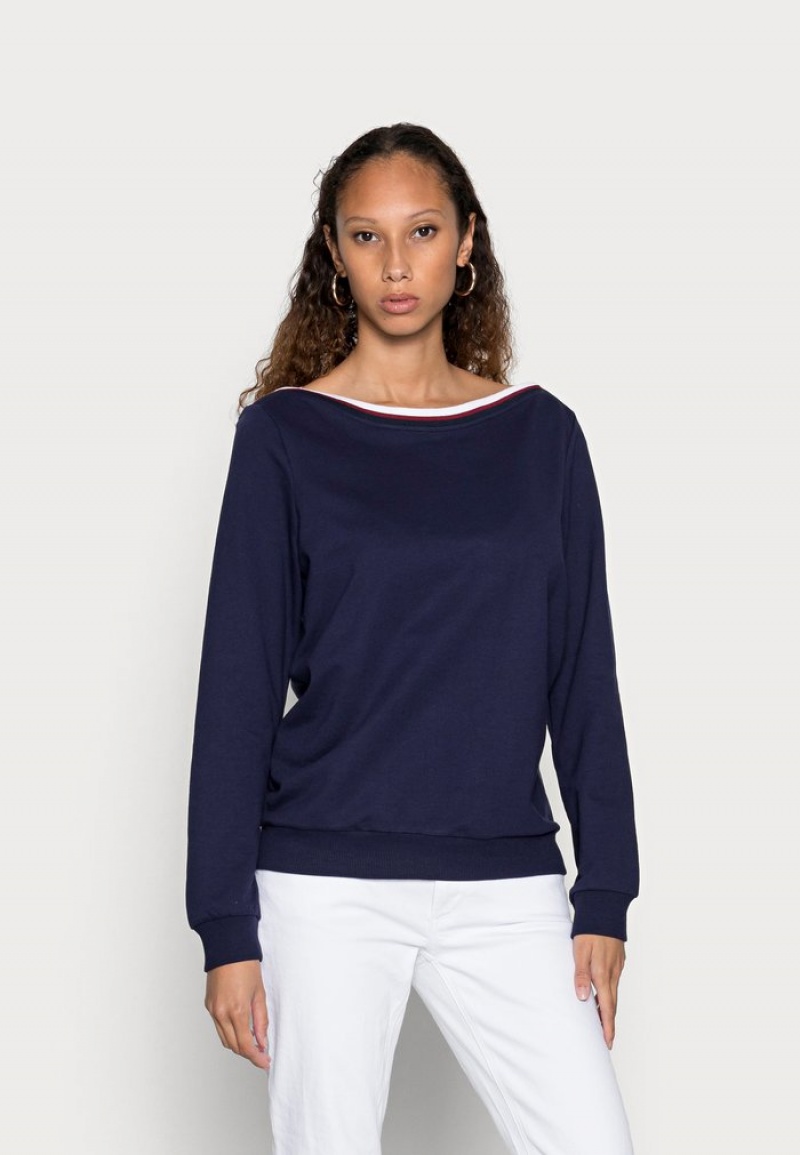 Anna Field Discount Båt Neck Sweatshirt Pullover Dame Mørke Blå | NO-RMVKZ-5961