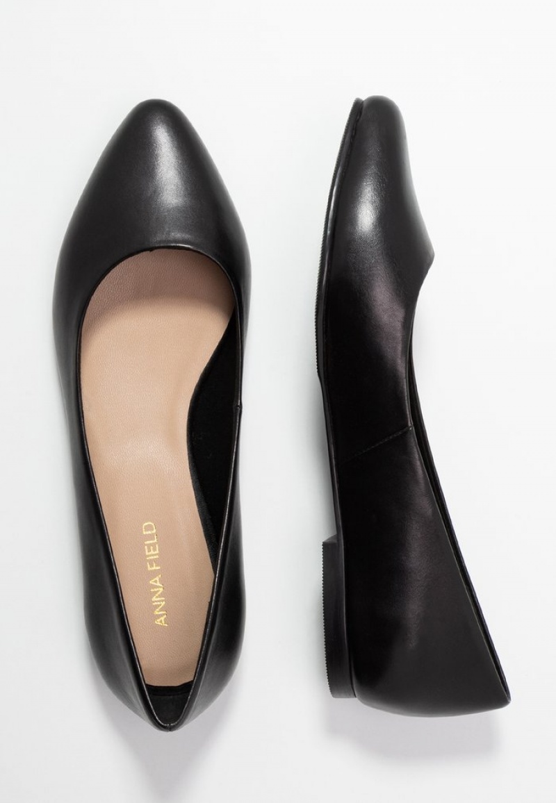 Anna Field Discount Leather Ballet Pumps Ballerinasko Dame Svarte | NO-LEPYM-1875