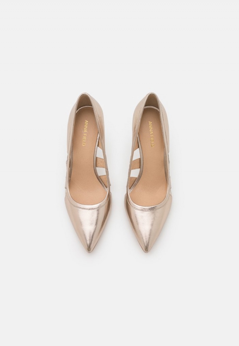 Anna Field Discount Leather Classic Heels Pumps Dame Gull | NO-ABMJQ-7523