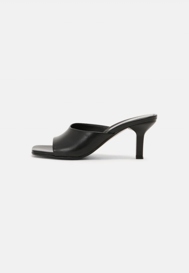 Anna Field Discount Leather Hælene Mules Dame Svarte | NO-SDKRC-0271