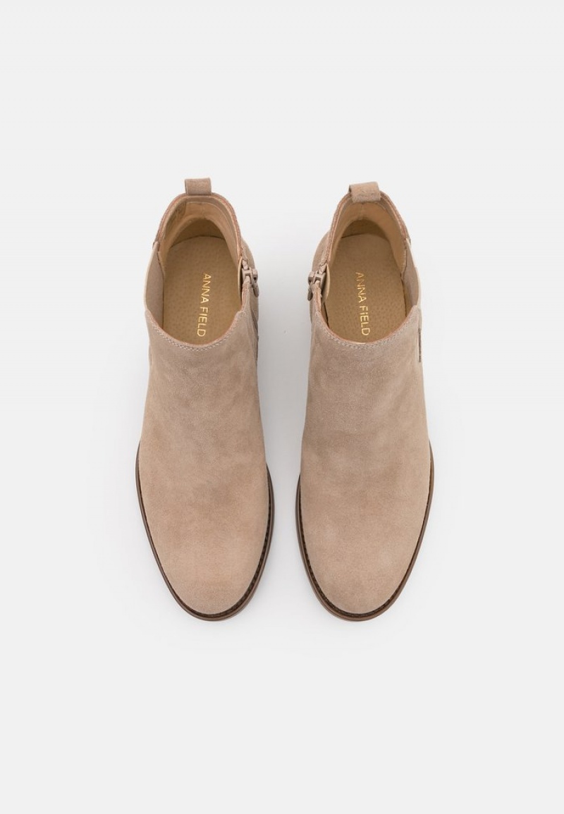 Anna Field Discount Leather Støvletter Dame Beige | NO-FYQAD-3941