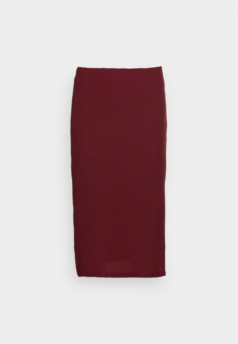 Anna Field Discount Structured Fabric Midi High Waisted Pencil Skirt Mini Skjørt Dame Burgunder | NO-EZOXN-8034