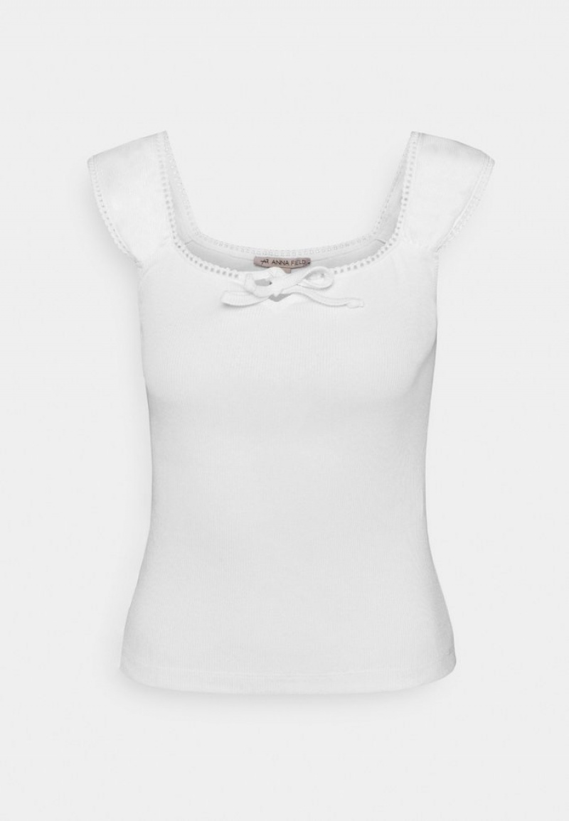 Anna Field Discount Top T-Skjorte Dame Hvite | NO-ABZOT-1297