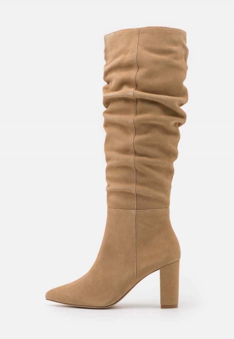 Anna Field Flash Sale Leather High Hælene Støvler Dame Beige | NO-GLBYS-4537