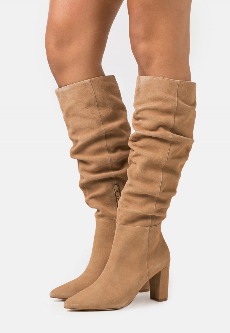 Anna Field Flash Sale Leather High Hælene Støvler Dame Beige | NO-GLBYS-4537