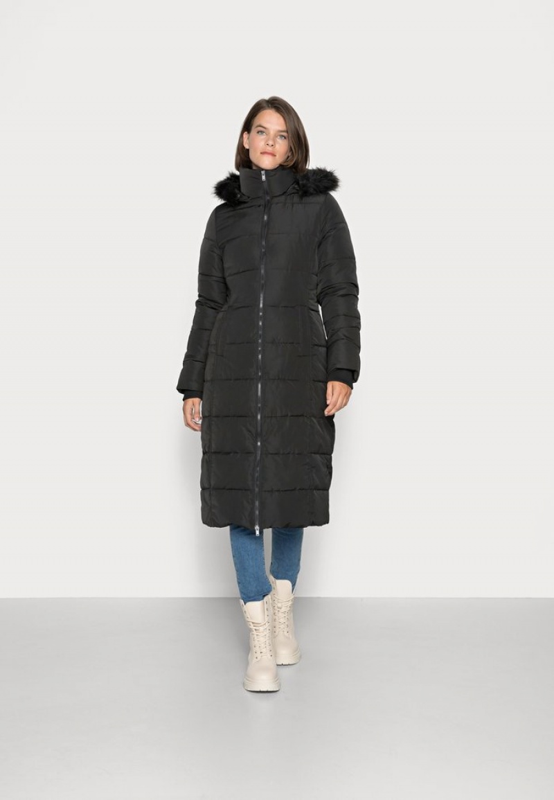 Anna Field Flash Sale Long Puffer With Hood Vinter Frakk Dame Svarte | NO-FKCNW-4597