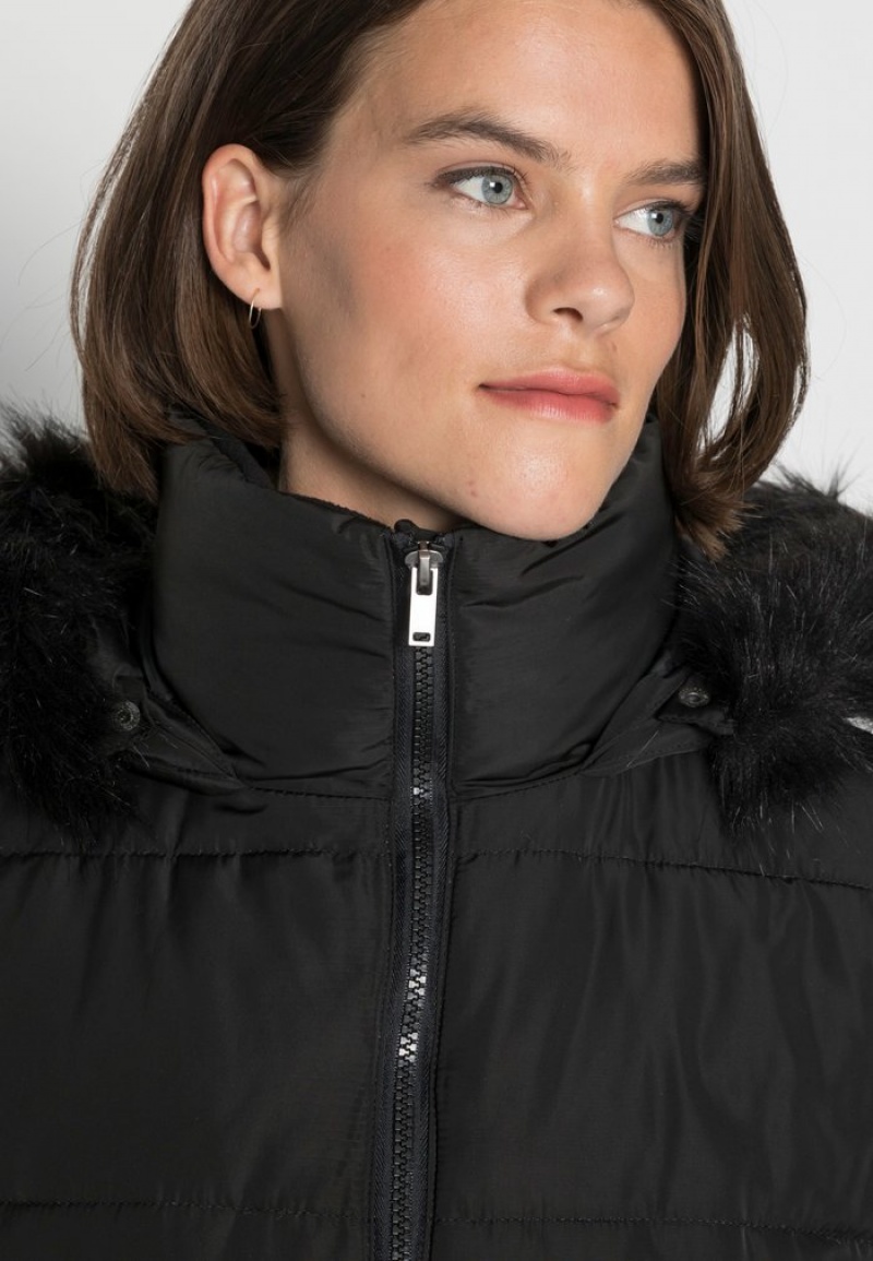 Anna Field Flash Sale Long Puffer With Hood Vinter Frakk Dame Svarte | NO-FKCNW-4597